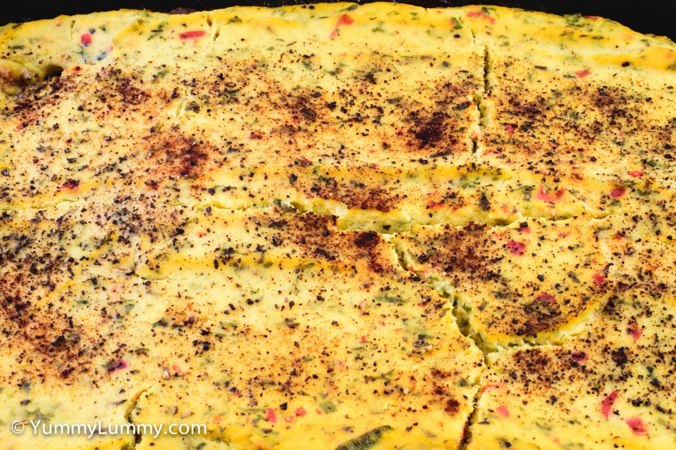 A close up of the shepherds pie straight out of the oven